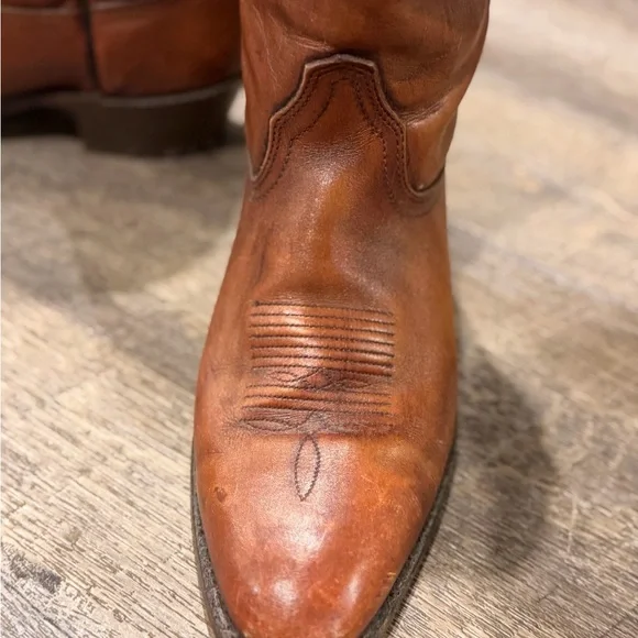 FRYE Classic Brown Leather Cowboy Boots - Picture 4 of 5